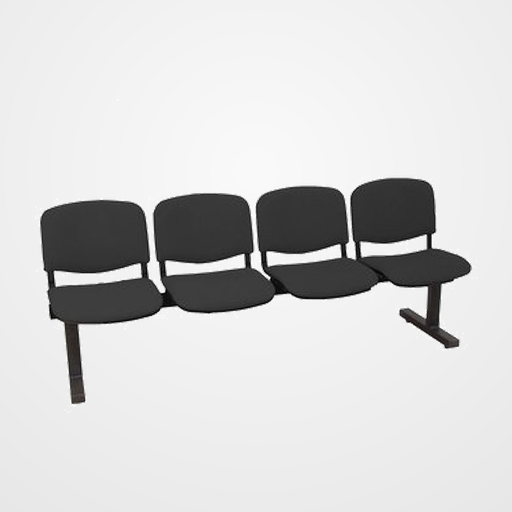 BANCADA PIQUERAS Y CRESPO VILLATOYA 4 PLAZAS DISEÑO ROBUSTO PATAS CON TOPES REGULADORES ASIENTO Y RESPALDO TAPIZADO ARAN NEGRO