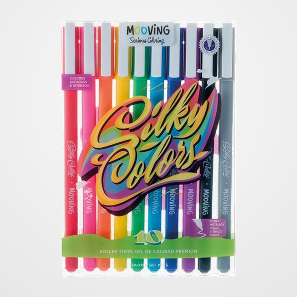 ROLLER GEL MOOVING 0,8mm COLORES INTENSOS BOLSA de 10