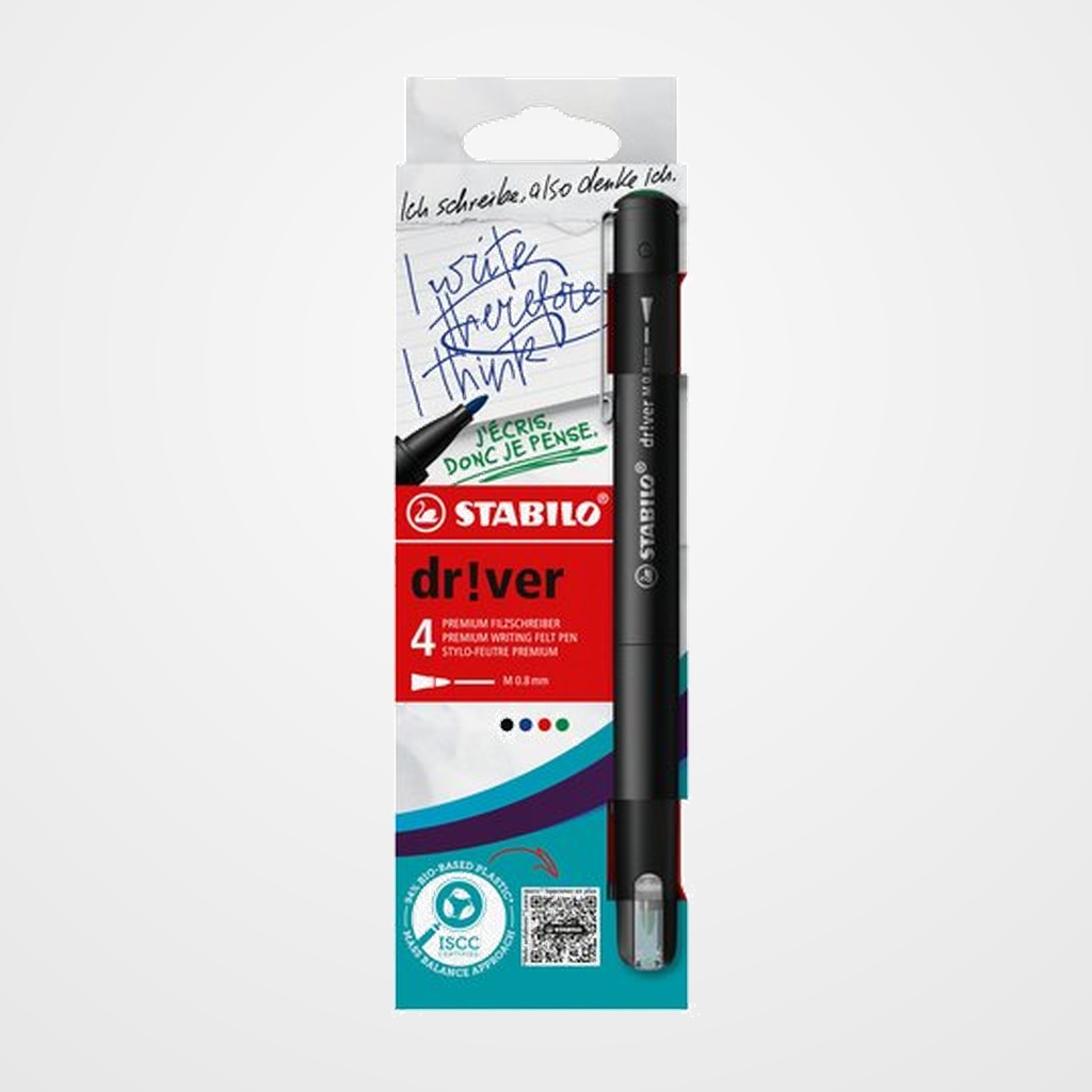 ROTULADOR FIBRA STABILO D!VER PUNTA M ESTUCHE de 4