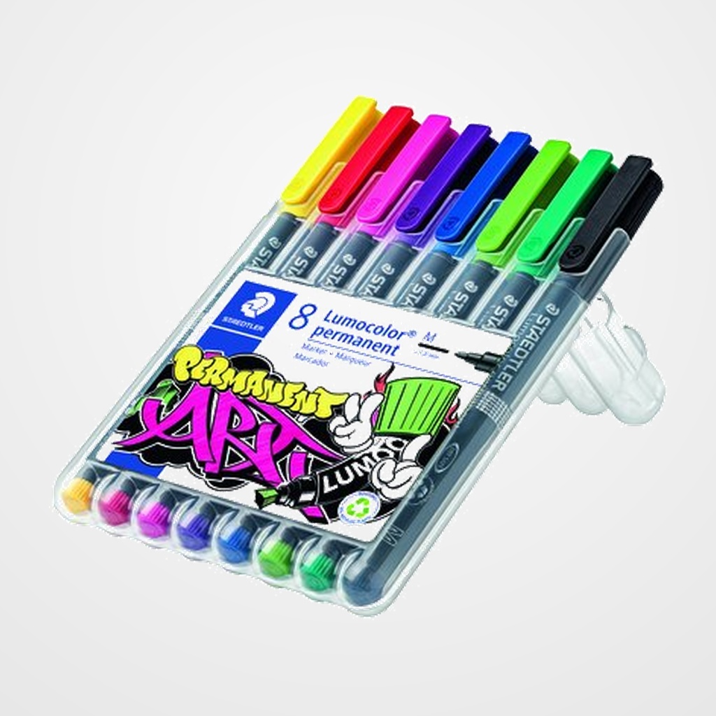 ROTULADOR PERMANENTE STAEDTLER 317 LUMOCOLOR ART (M)  SURTIDO ESTUCHE de 8