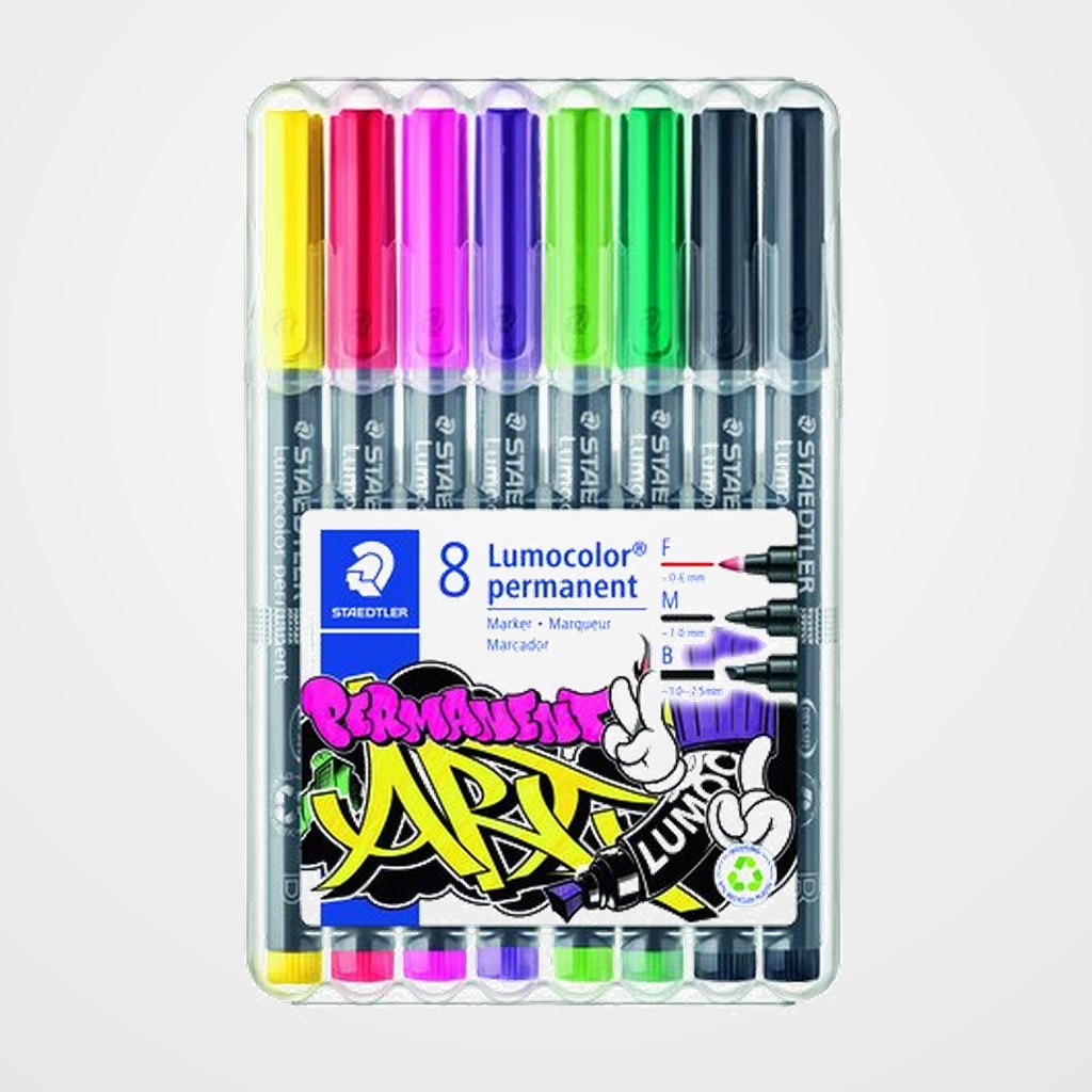 ROTULADOR PERMANENTE STAEDTLER 318 LUMOCOLOR (F) BOLSA de 8