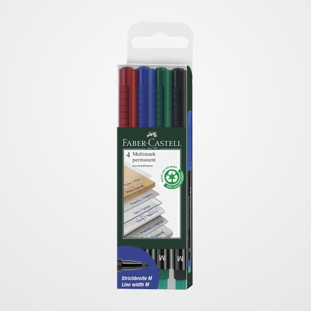 ROTULADOR PERMANENTE FABER-CASTELL MULTIMARK M BOLSA de 4