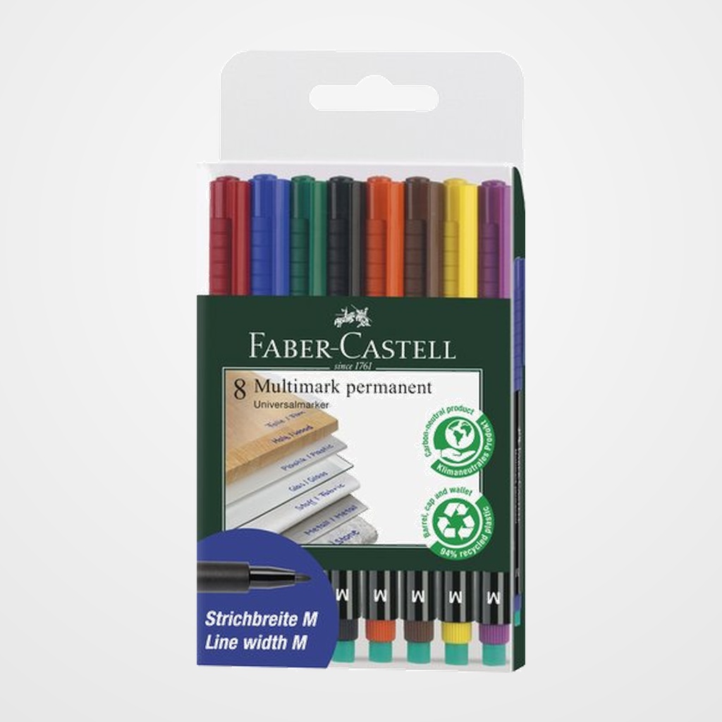 ROTULADOR PERMANENTE FABER-CASTELL MULTIMARK M BOLSA de 8