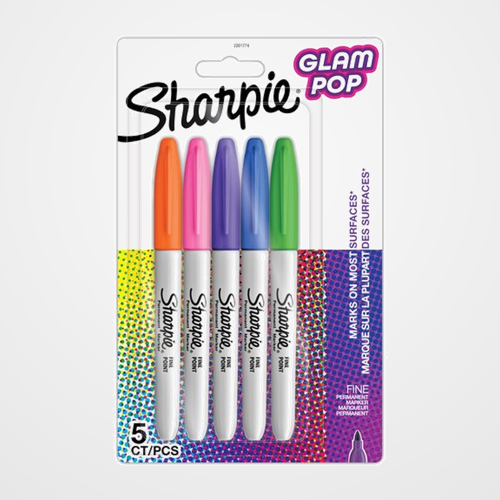 ROTULADOR PERMANENTE SHARPIE FINE GLAM POP BLISTER de 5