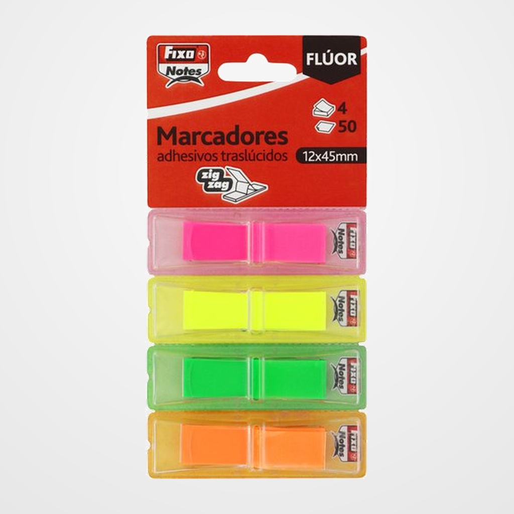 BANDERITAS ADHESIVAS FIXO NOTES POPUP 12x45 COLORES FLUOR PACK de 4