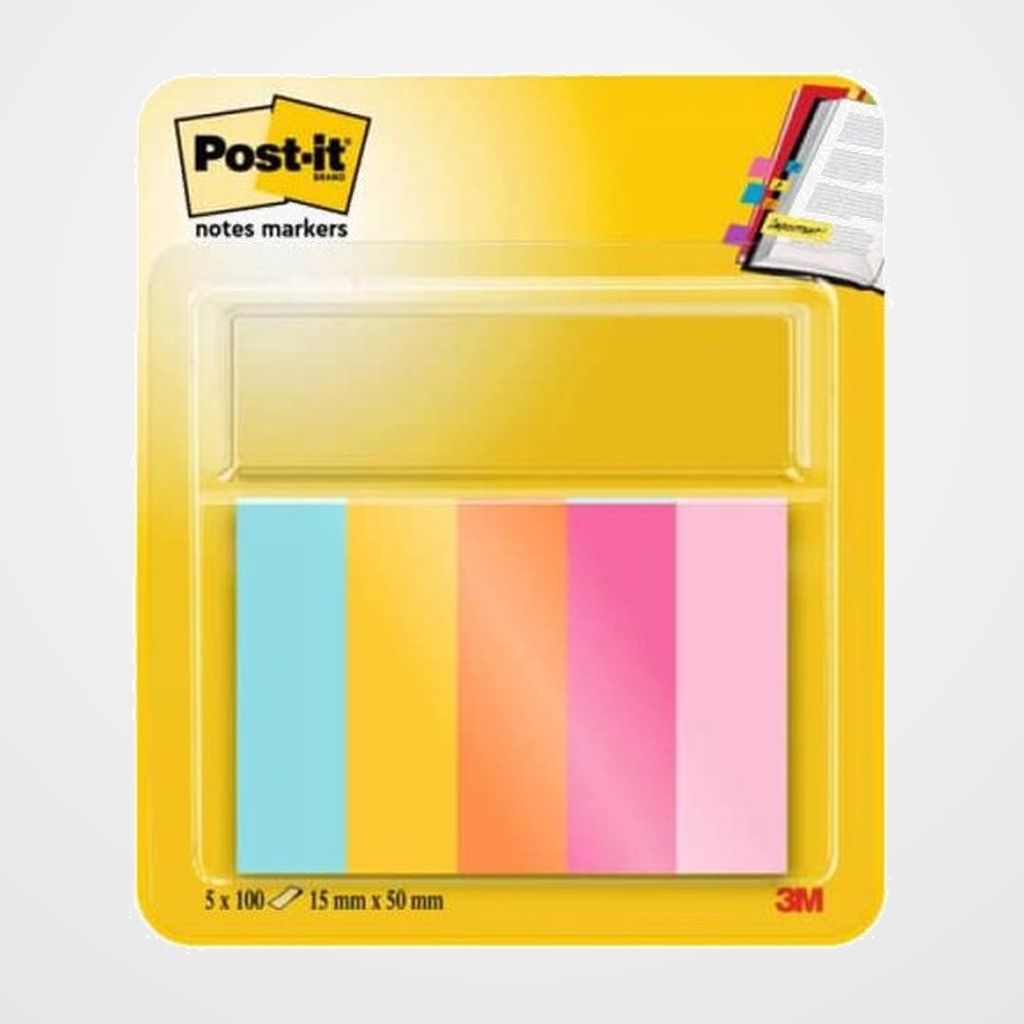 BANDERITAS ADHESIVAS POST-IT  670 15X50 PACK de 5 COLORES BEACHSIDE