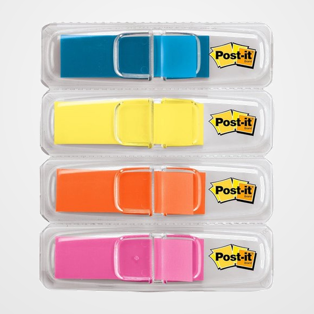 BANDERITAS ADHESIVAS POST-IT 683-4ABX (1/2 ) PACK de 4 (AZUL-AMARILLO-NARANJA-ROSA)