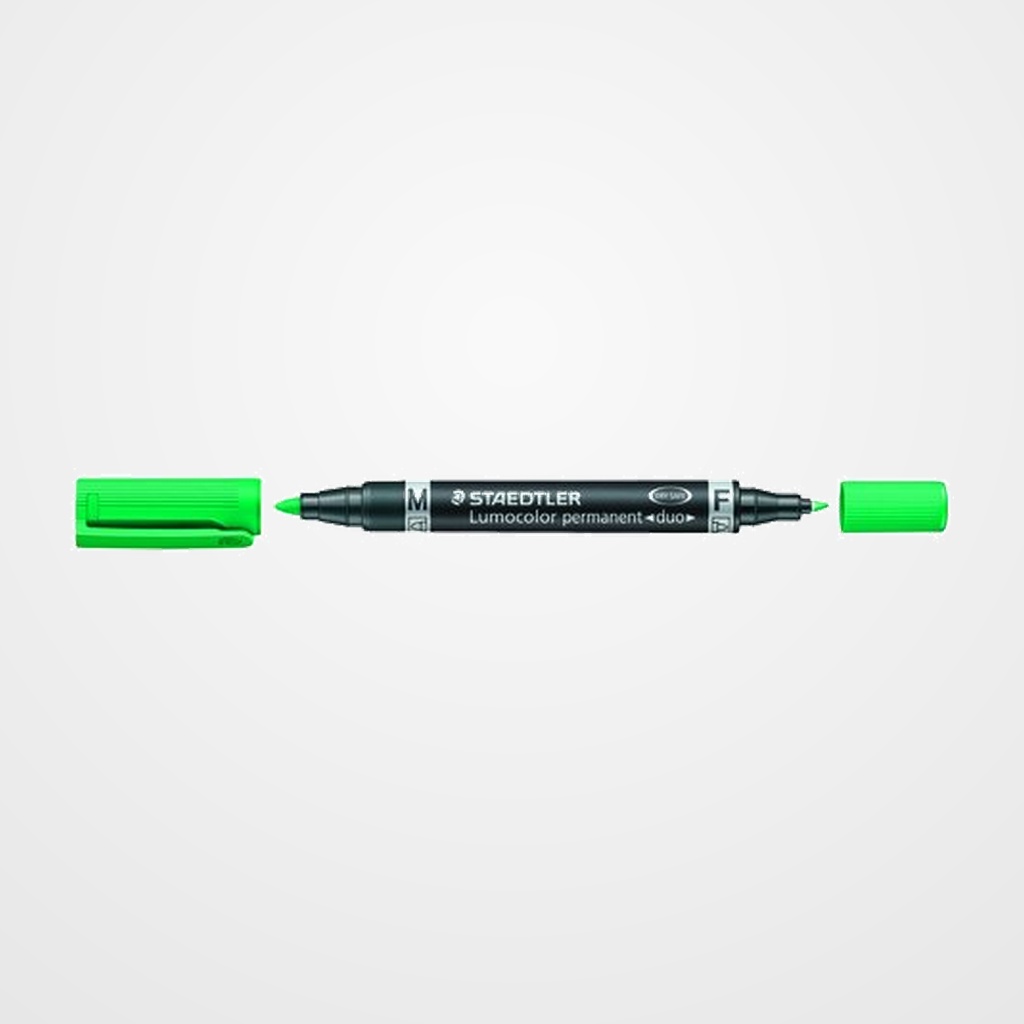 MARCADOR PERMANENTE STAEDTLER 348 LUMOCOLOR DUO CONICO VERDE