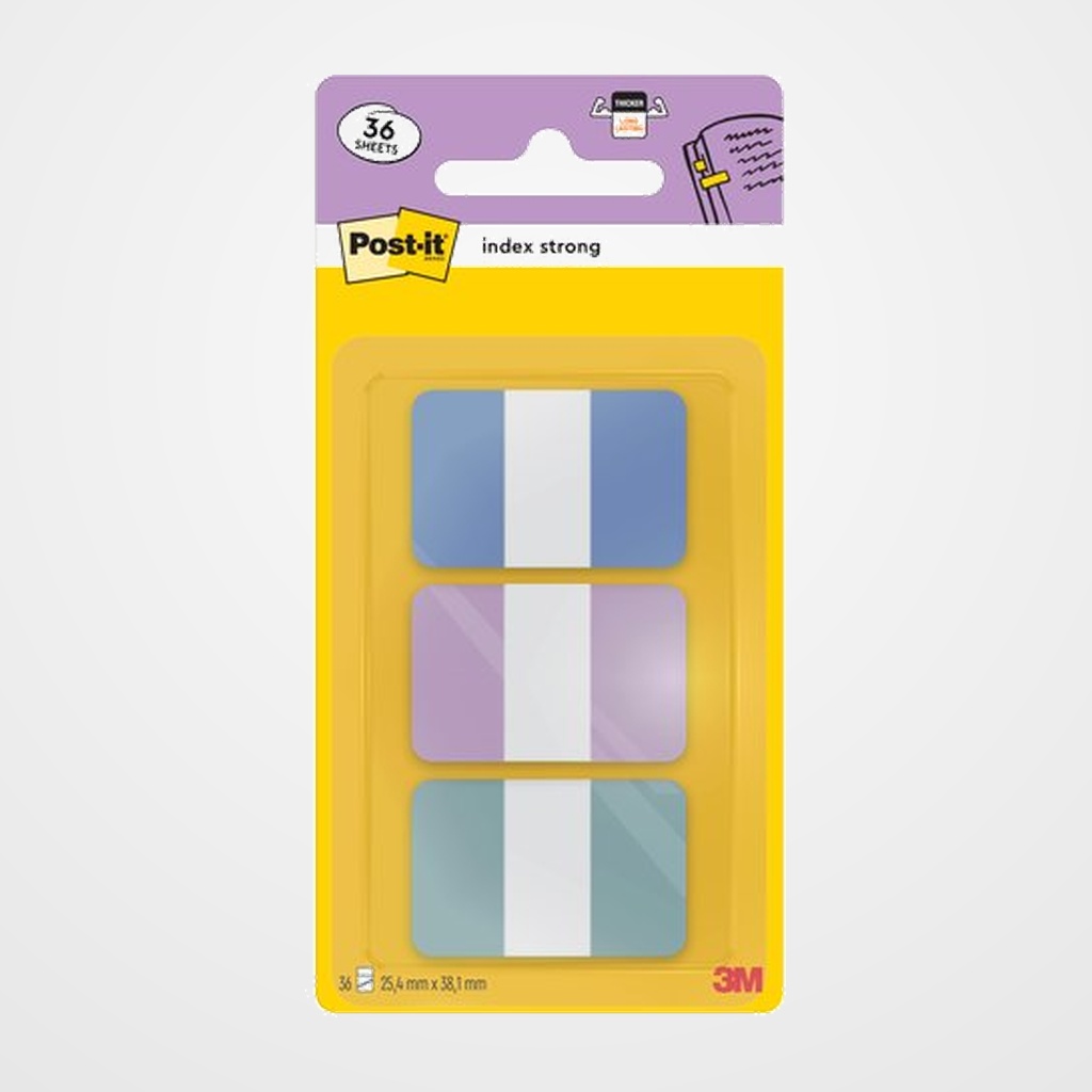 BANDERITAS ADHESIVAS POST-IT 686 RIGIDO (AZUL PASTEL-PURPURA-VERDE)