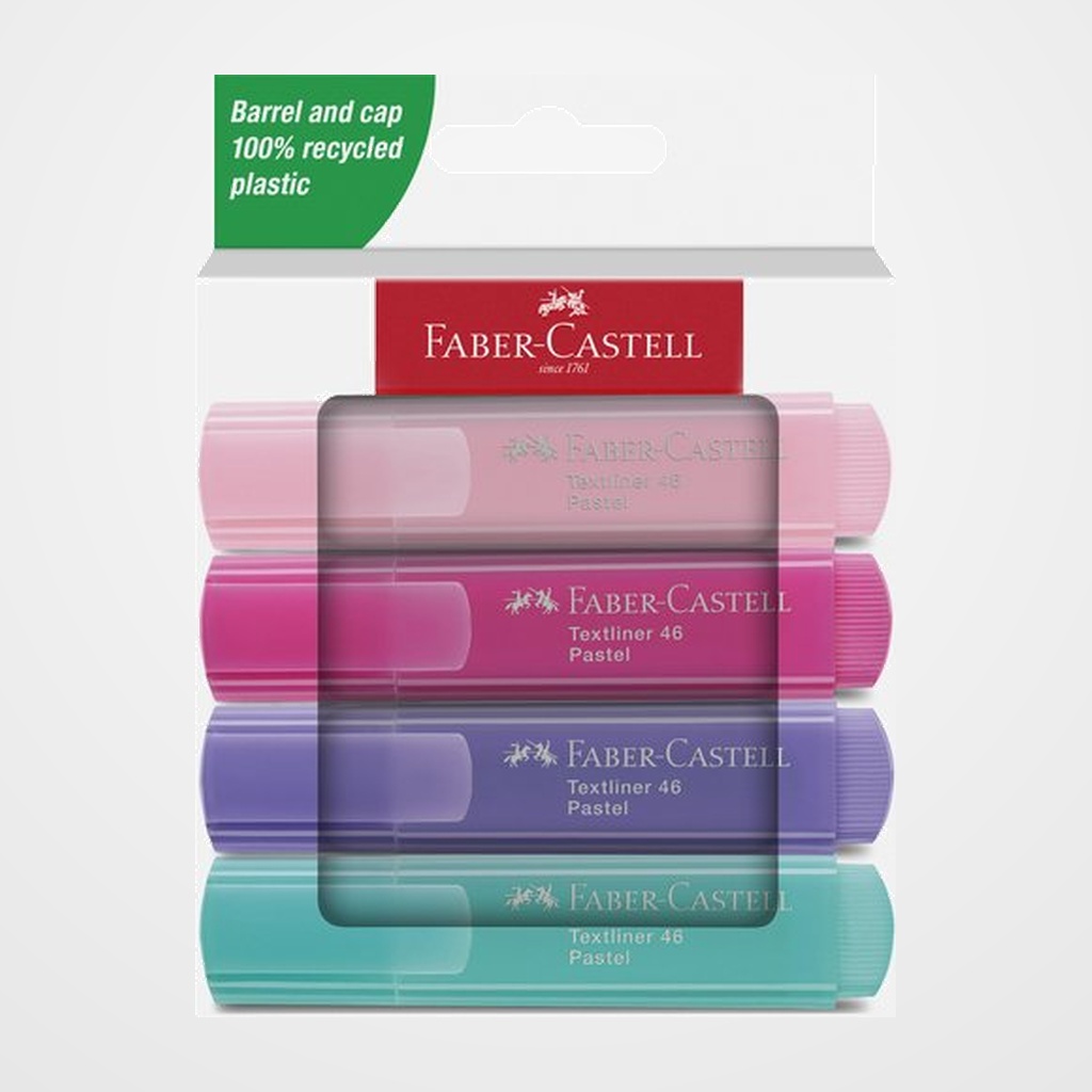 MARCADOR FLUOR FABER-CASTELL TEXTLINER 46 PASTEL ESTUCHE de 4