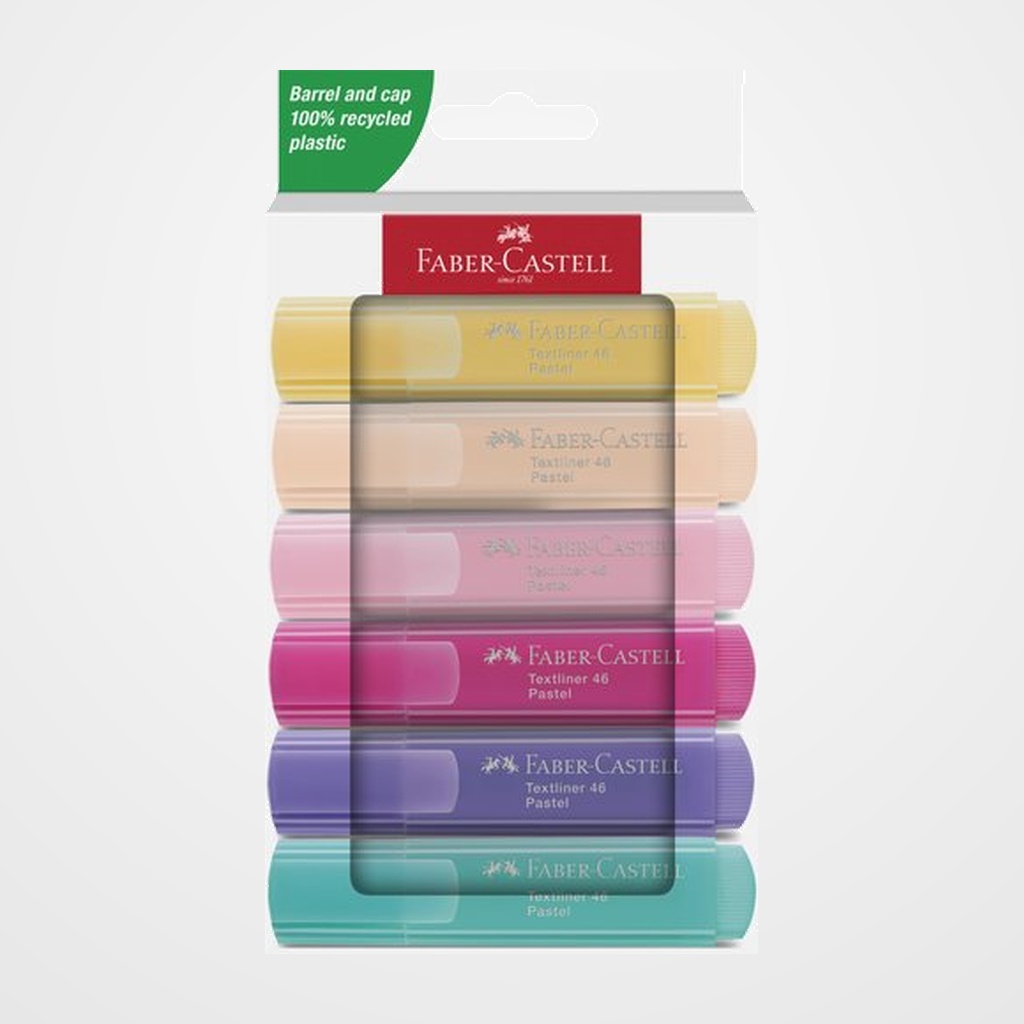 MARCADOR FLUOR FABER-CASTELL TEXTLINER 46 PASTEL ESTUCHE de 6