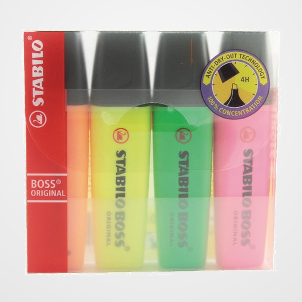 MARCADOR FLUOR STABILO BOSS 70 ESTUCHE de 4