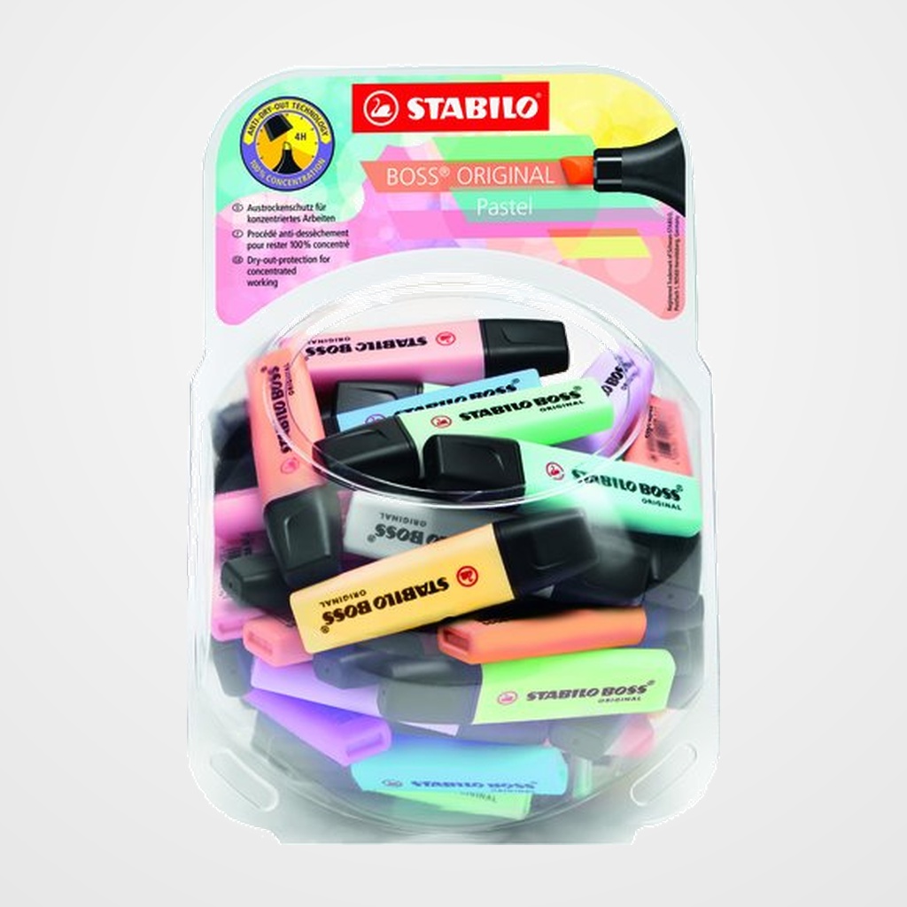 MARCADOR FLUOR STABILO BOSS 70 PASTEL SURTIDO BOMBONERA de 60