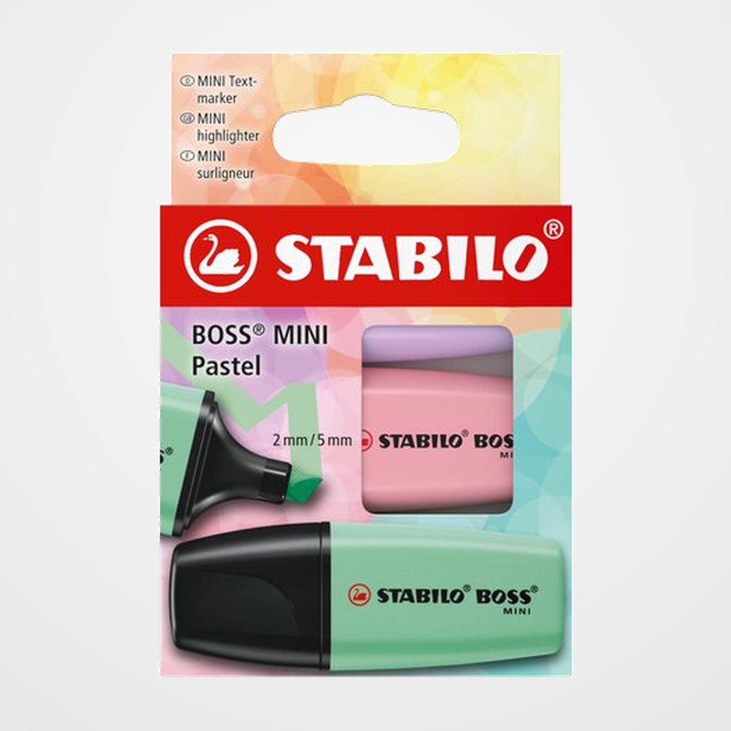 MARCADOR FLUOR STABILO BOSS MINI 07  PASTEL ESTUCHE de 3