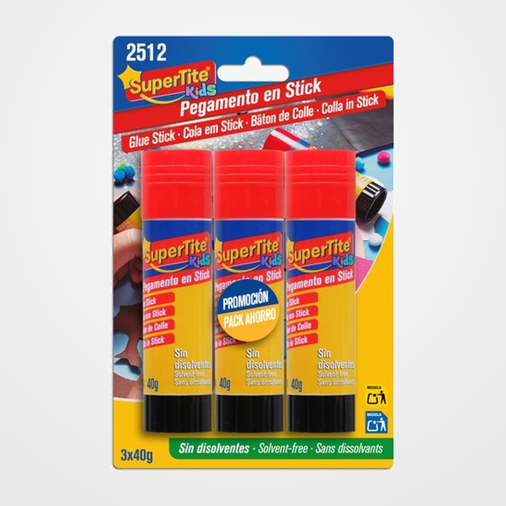 BARRA PEGAMENTO SUPERTITE 40g BLISTER DE 3