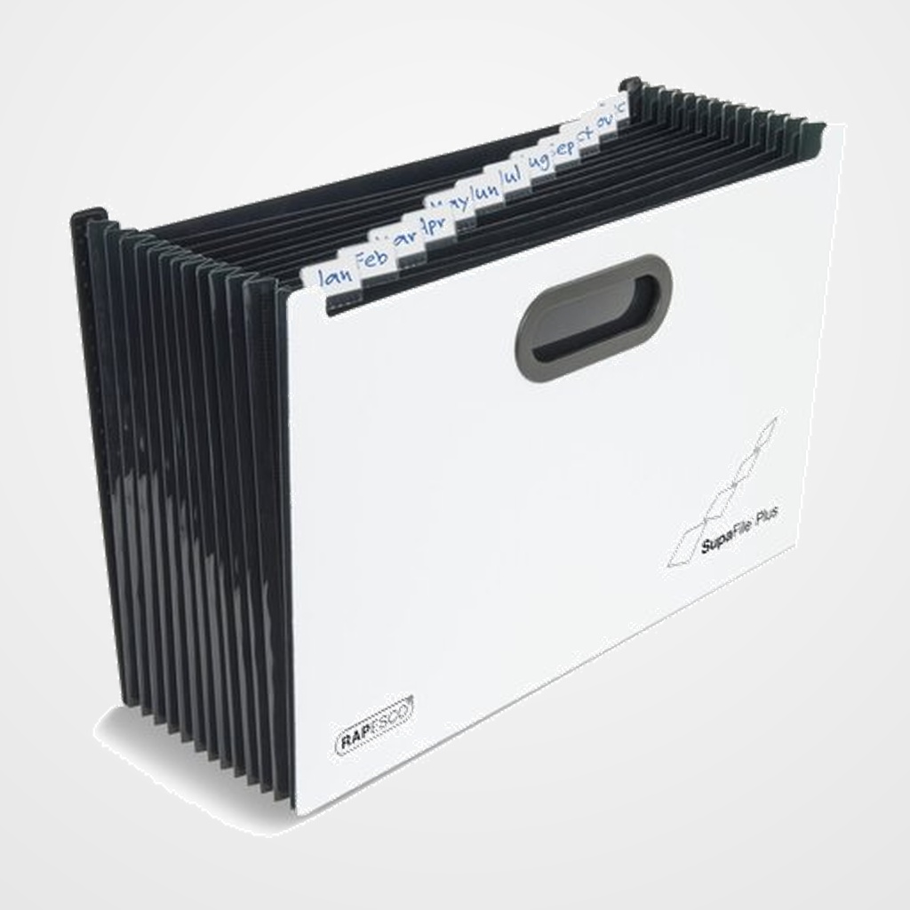 BASTIDOR CARPETAS COLGANTES RAPESCO SUPAFILE A4+ 13 POCKET (1300 hojas) BLANCO/NEGRO