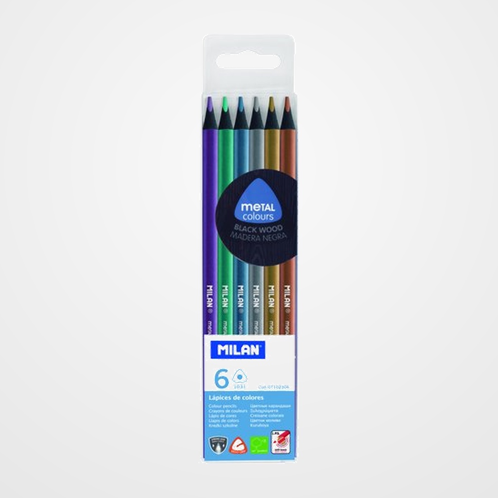 LAPICES de COLORES MILAN METAL COLOURS estuche de 6