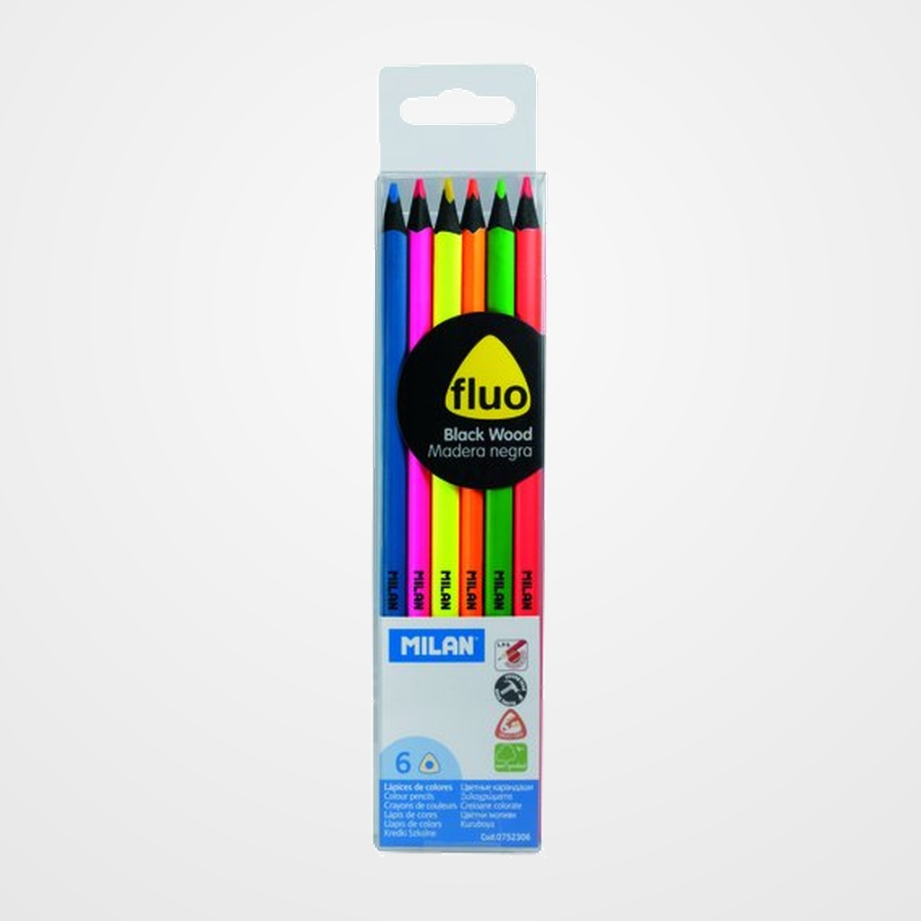 LAPICES MILAN FLUOR MADERA NEGRA Estuche de 6