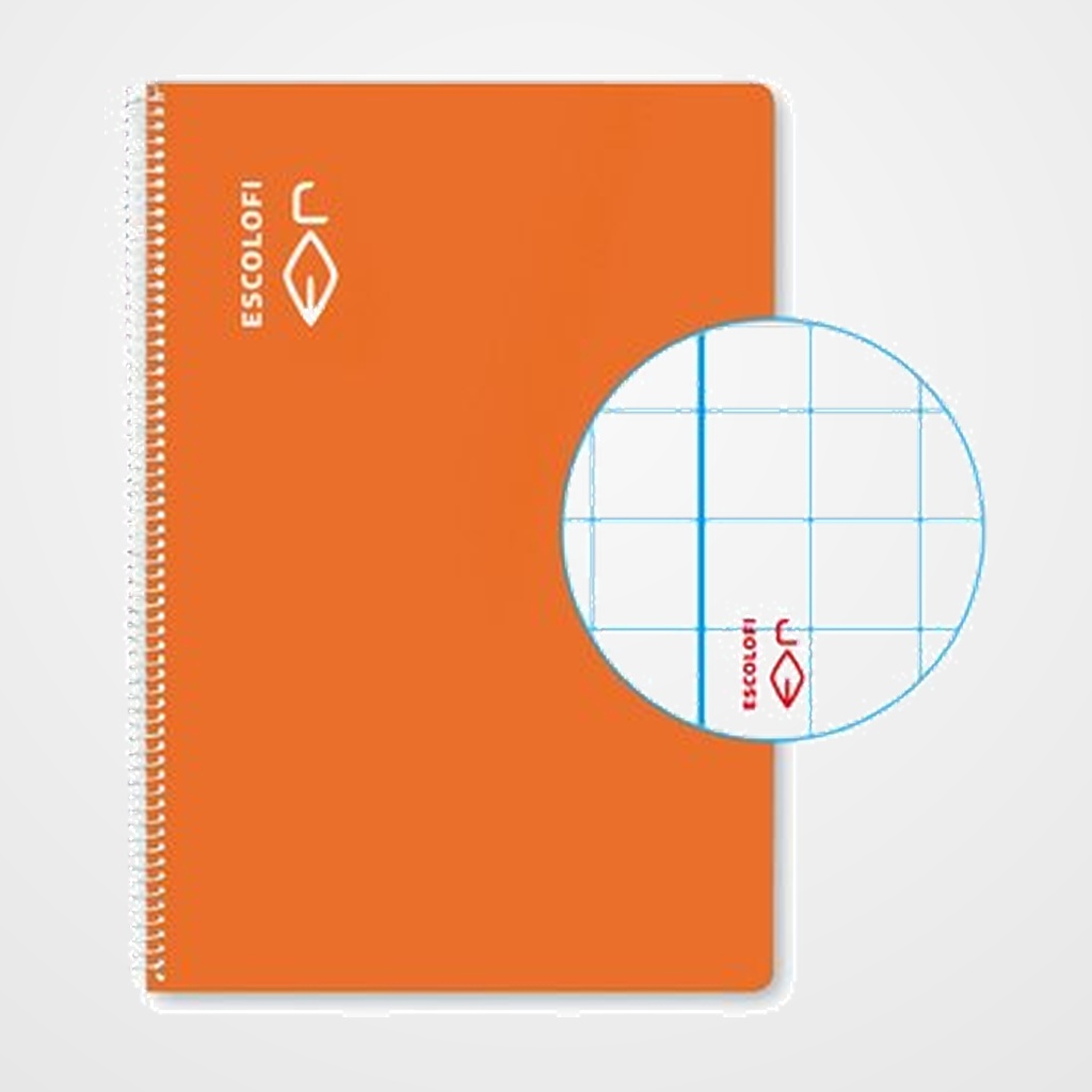 BLOC  ESCOLOFI ESPIRAL PLUS tapa DURA 4º 80h CUADRIC.6x6 90g NARANJA