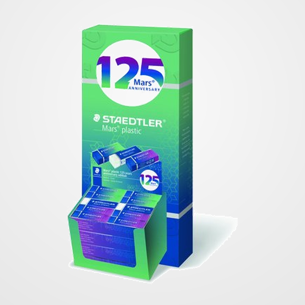 GOMA de BORRAR STAEDTLER 526 50 MARS PLASTIC 125 ANIVERSARIO EXPOSITOR de 80