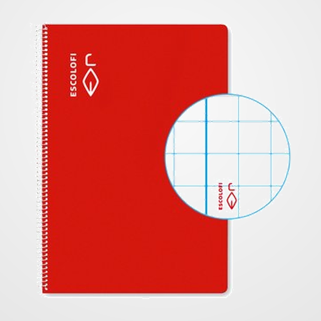 BLOC  ESCOLOFI ESPIRAL PLUS tapa DURA 4º 80h CUADRIC.6x6 90g ROJO