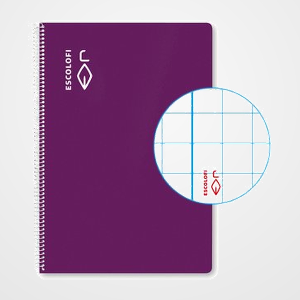 BLOC  ESCOLOFI ESPIRAL PLUS tapa DURA 4º 80h CUADRIC.6x6 90g VIOLETA