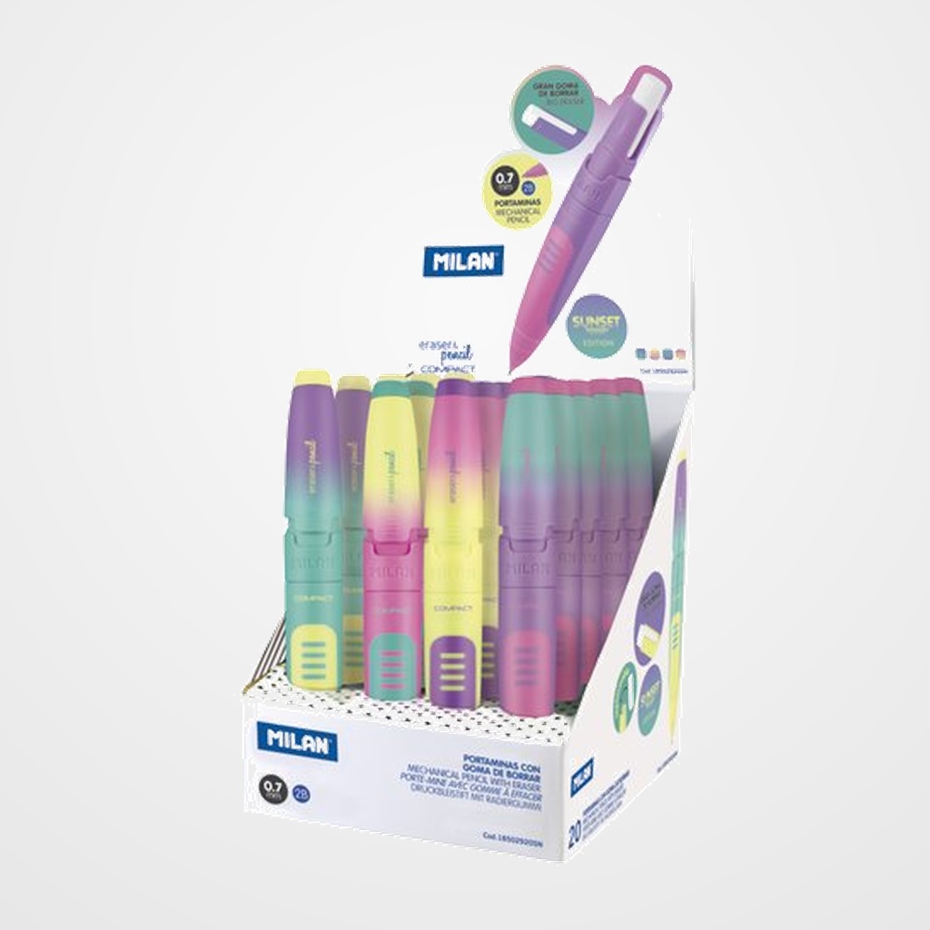 PORTAMINAS MILAN COMPACT SUNSET 0.7 mm EXPOSITOR de 20