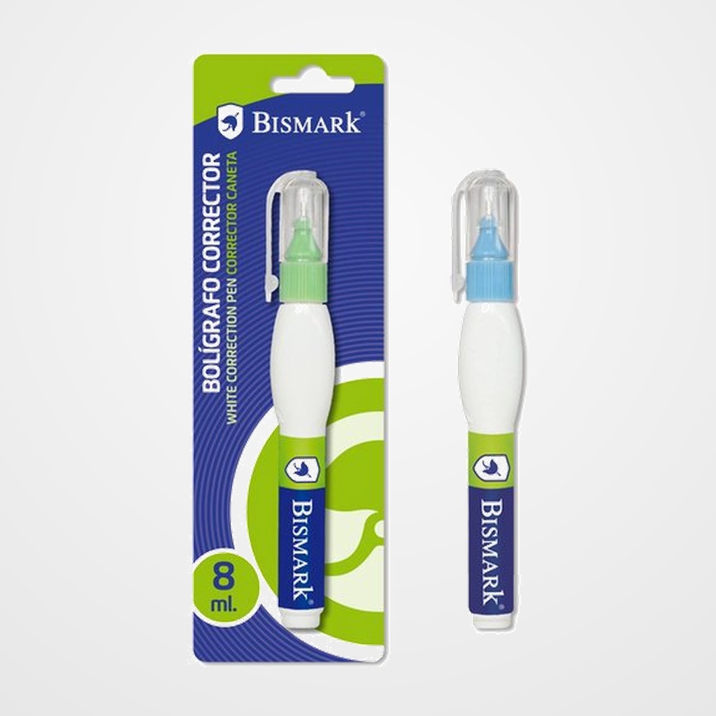 CORRECTOR LIQUIDO BOLIGRAFO BISMARK 8 ml ERGONOMICO