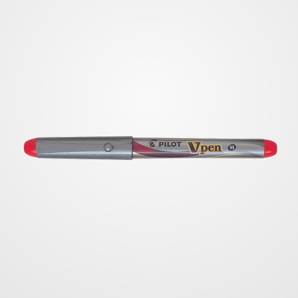 PLUMA PILOT V-PEN SILVER tinta ROJA