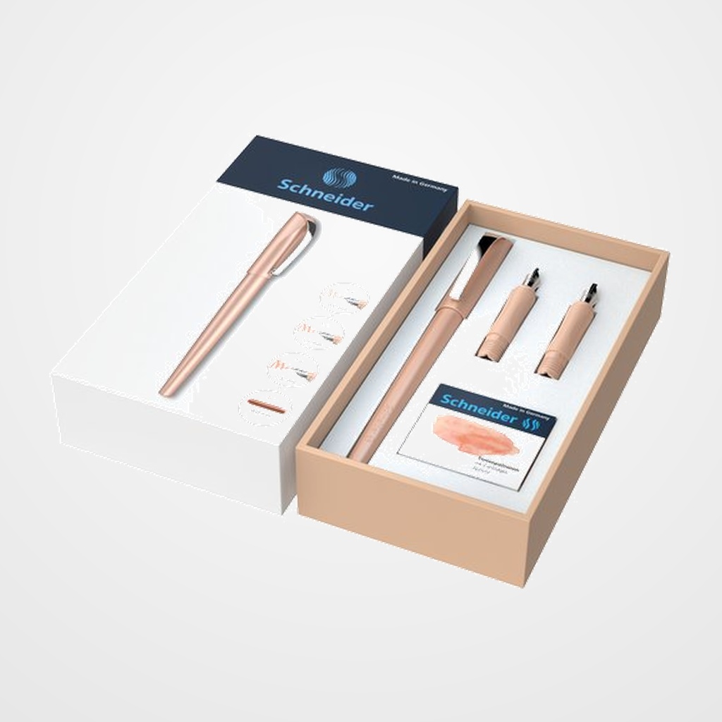 PLUMA SCHNEIDER CALLISSIMA APRICOT SET REGALO (1x pluma 1,1 mm, 1x plumin 1,5 mm, 1x plumin 1,8 mm y 6x cartucho tinta)