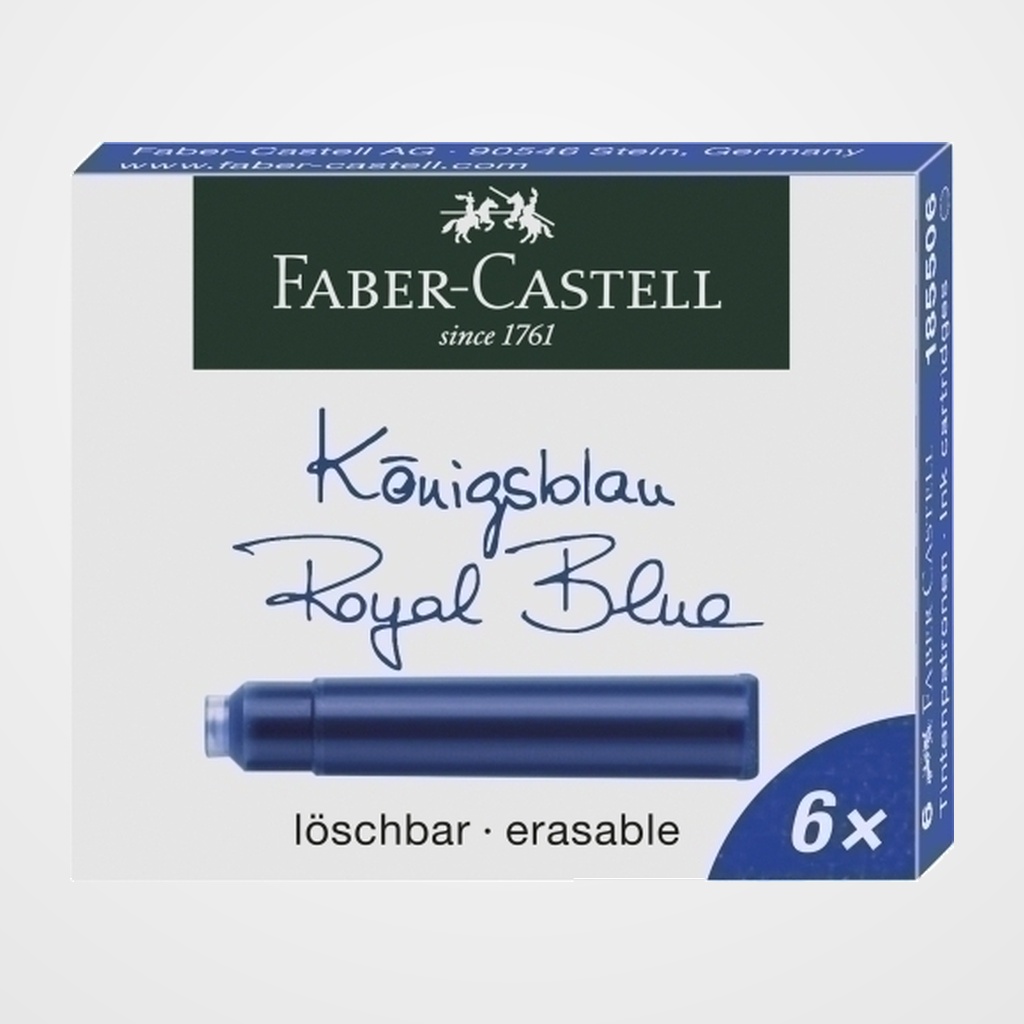 TINTA ESTILOGRAFICA FABER CASTELL CAJA 6 CARTUCHOS AZUL REAL