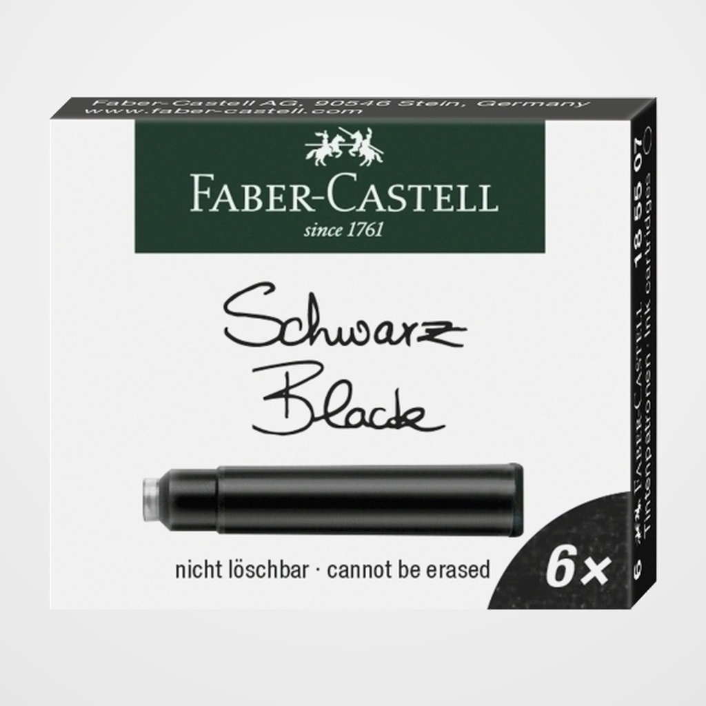 TINTA ESTILOGRAFICA FABER CASTELL CAJA 6 CARTUCHOS NEGRO