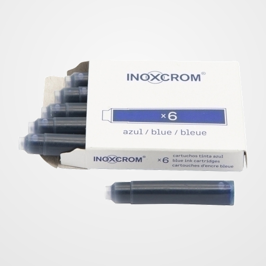 TINTA ESTILOGRAFICA INOXCROM CAJA 6 CARTUCHOS AZUL