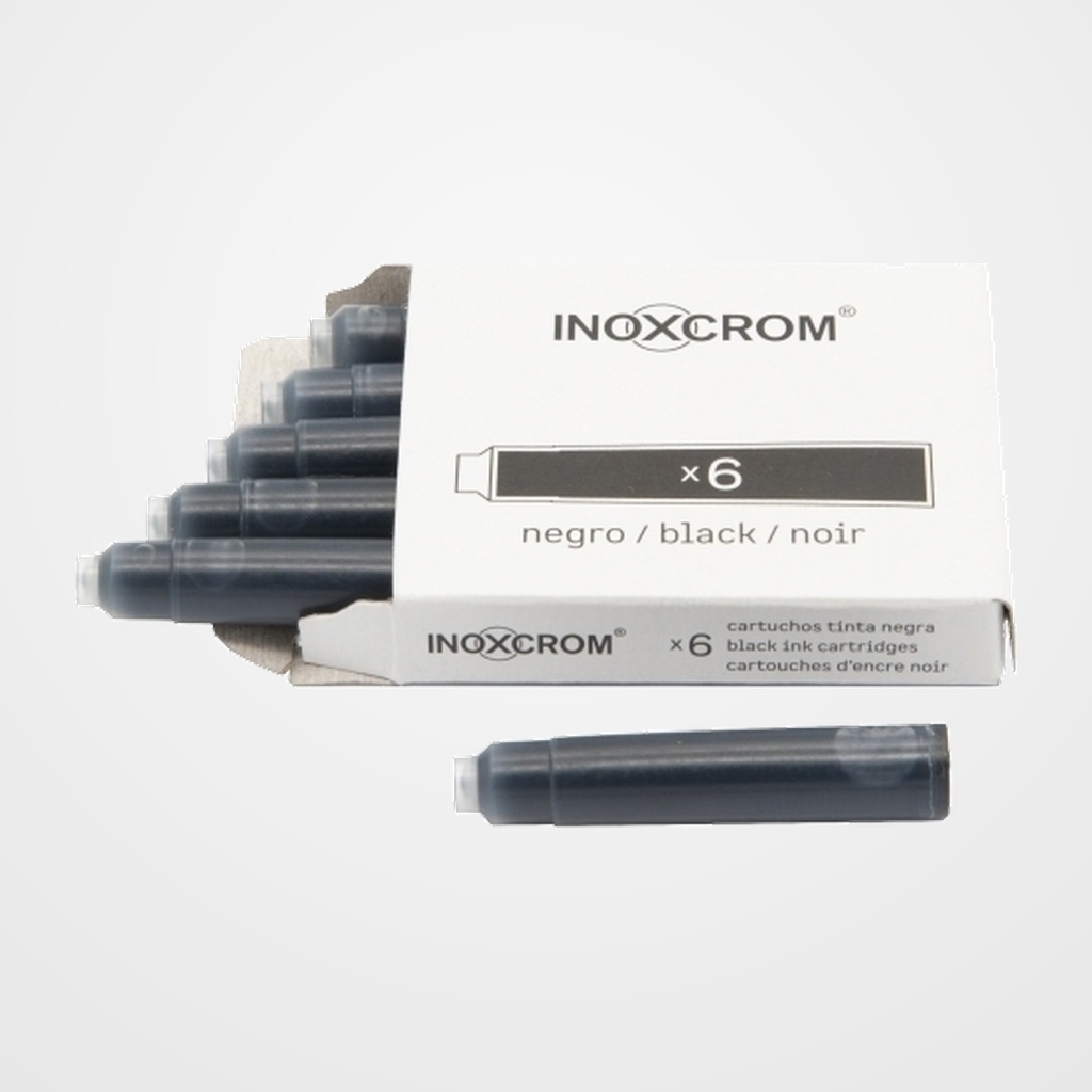 TINTA ESTILOGRAFICA INOXCROM CAJA 6 CARTUCHOS NEGRO