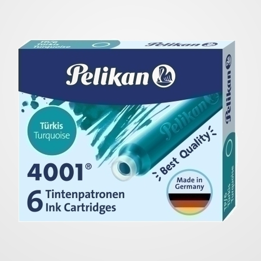 TINTA ESTILOGRAFICA PELIKAN CAJA 6 CARTUCHOS TP/6 TURQUESA (301705)