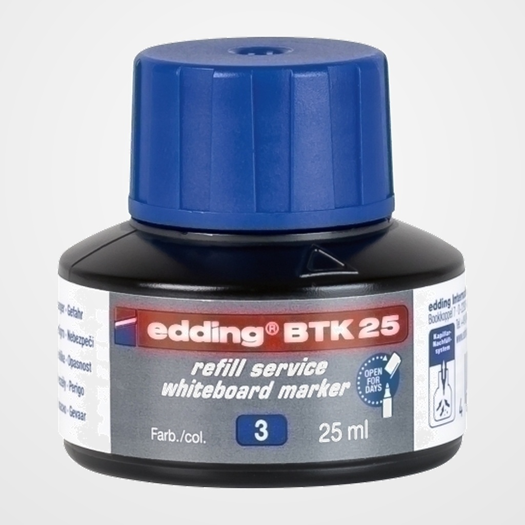TINTA ROTULADOR EDDING PIZARRA FRASCO 25 ml. BTK25 AZUL