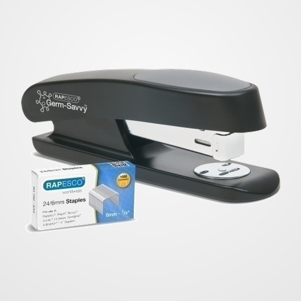 GRAPADORA RAPESCO ANTIBACTERIANO STING RAY (20h) (incluye 1000 grapas 24/6mm) NEGRO