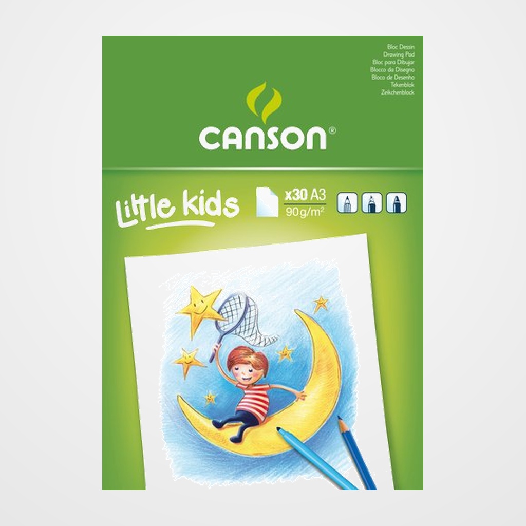 BLOC DE DIBUJO CANSON KIDS ENCOLADO GRANO FINO A3 30h 90g