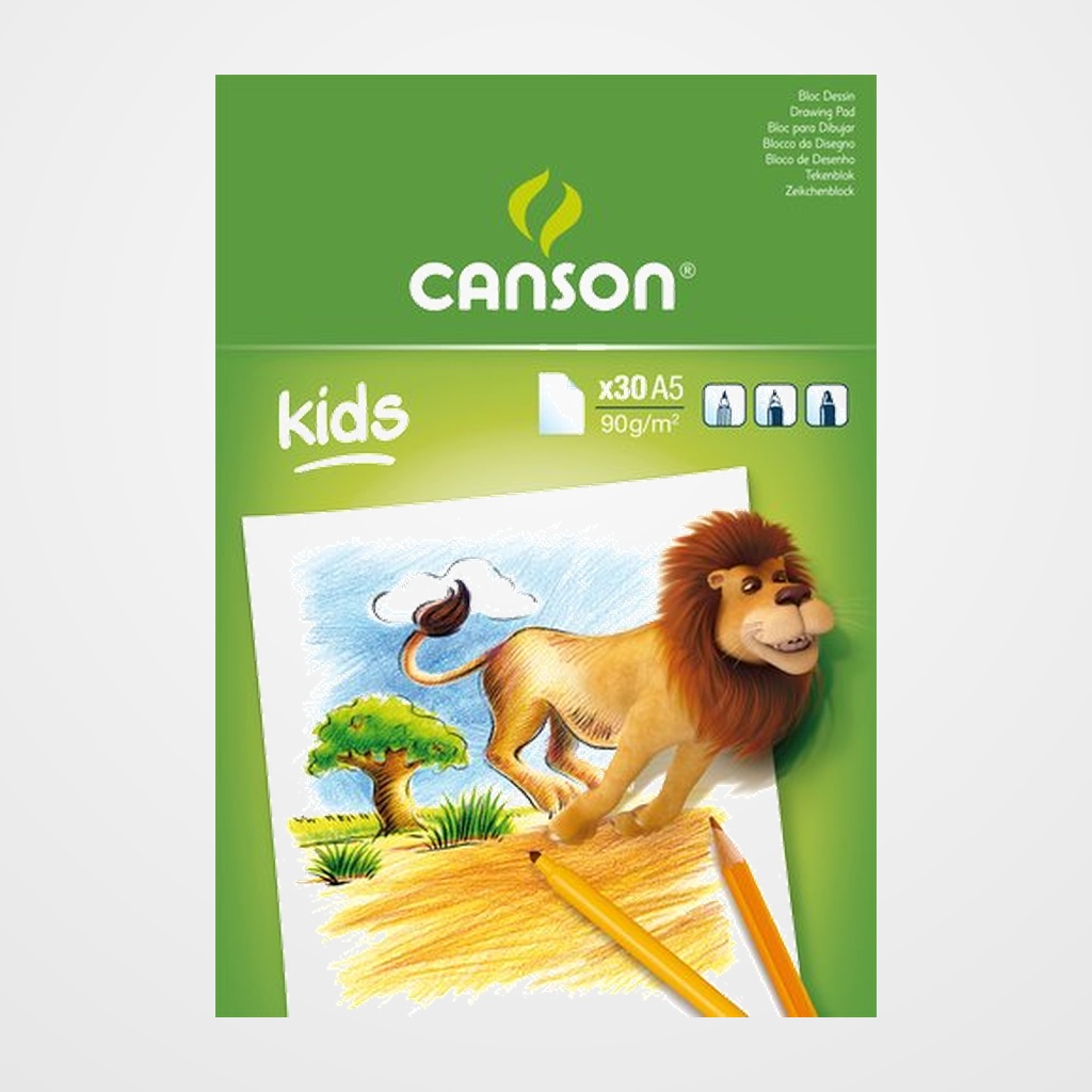 BLOC DE DIBUJO CANSON KIDS ENCOLADO GRANO FINO A5 30h 90g
