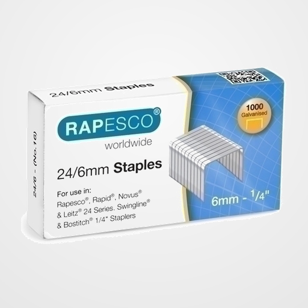 GRAPAS RAPESCO STANDARD 24/6 mm. GALVANIZADAS caja de 1000
