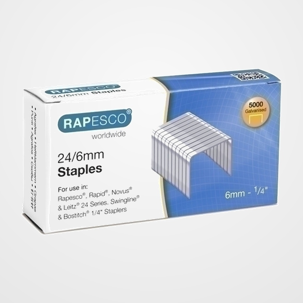 GRAPAS RAPESCO STANDARD 24/6 mm. GALVANIZADAS caja de 5000