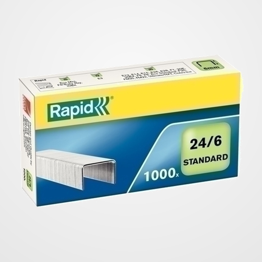 GRAPAS RAPID STANDARD 24/6 mm. GALVANIZADAS caja de 1000
