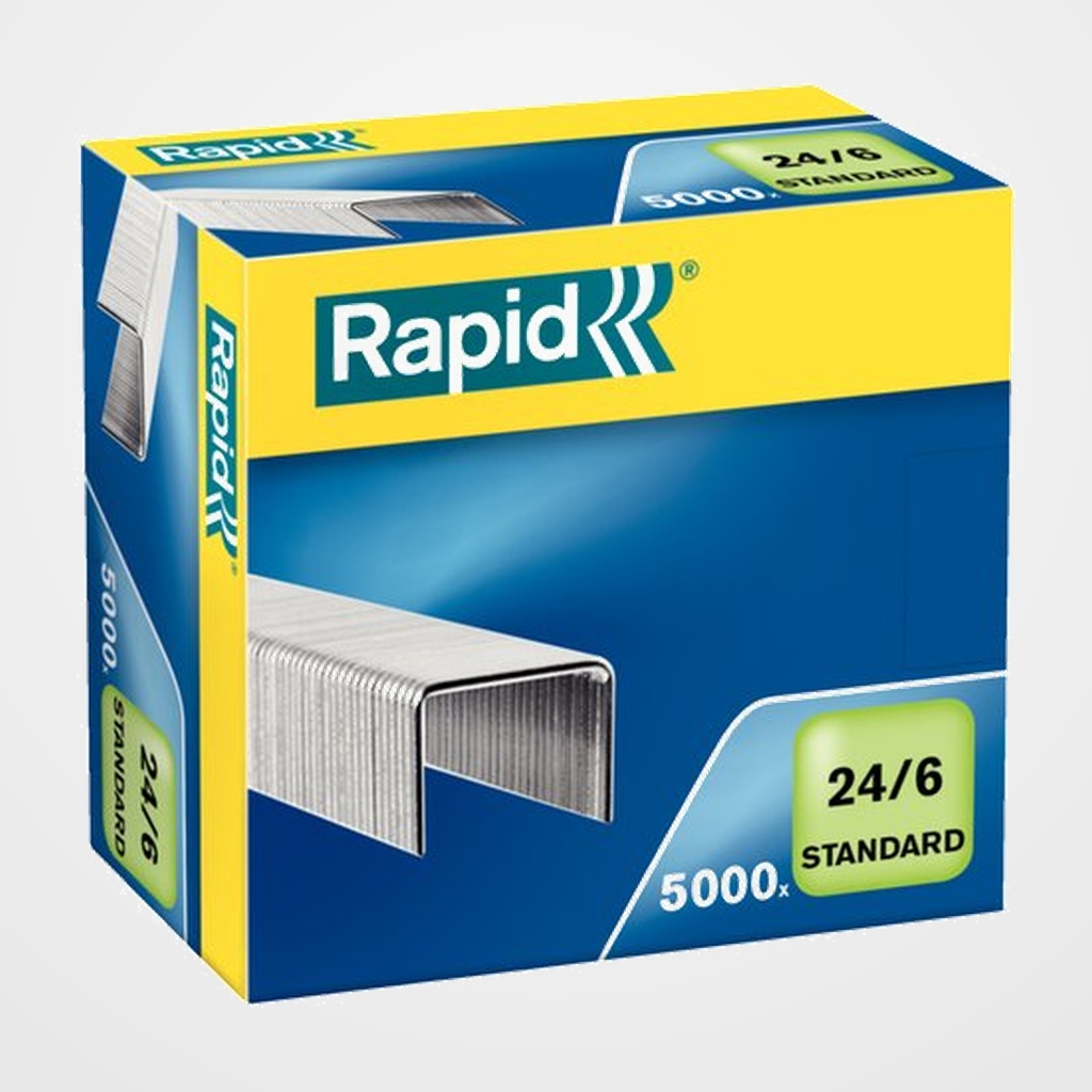 GRAPAS RAPID STANDARD 24/6 mm. GALVANIZADAS caja de 5000