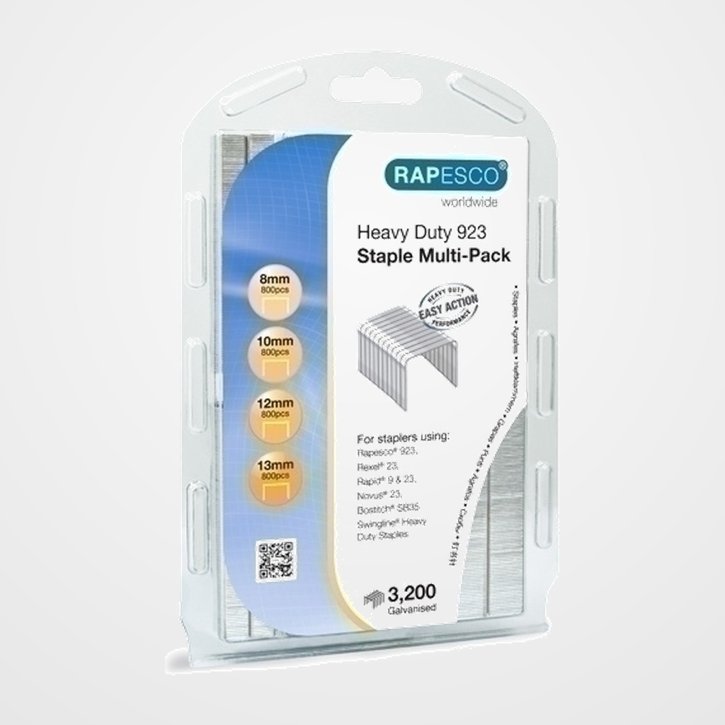 GRAPAS RAPESCO GRAN CAPACIDAD GALVANIZADAS SURTIDO 4x caja de 800 ( 8, 10, 12 y 13 mm.)