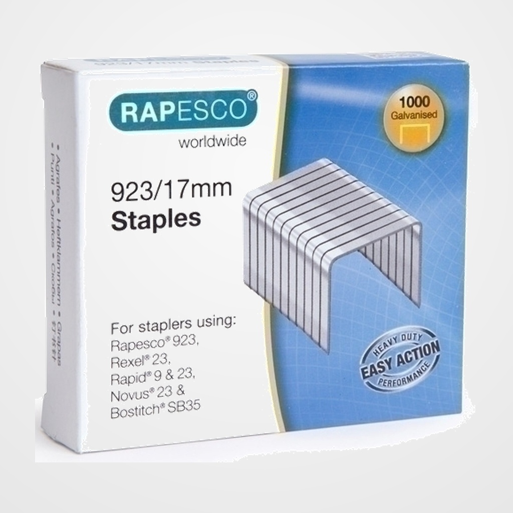 GRAPAS RAPESCO GRAN CAPACIDAD 923/17 mm. GALVANIZADAS caja de 1000