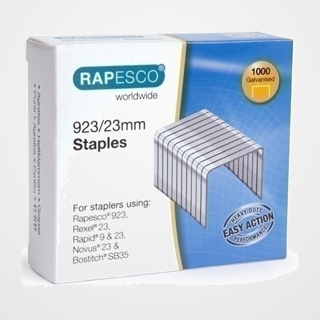 GRAPAS RAPESCO GRAN CAPACIDAD 923/23 mm. GALVANIZADAS caja de 1000