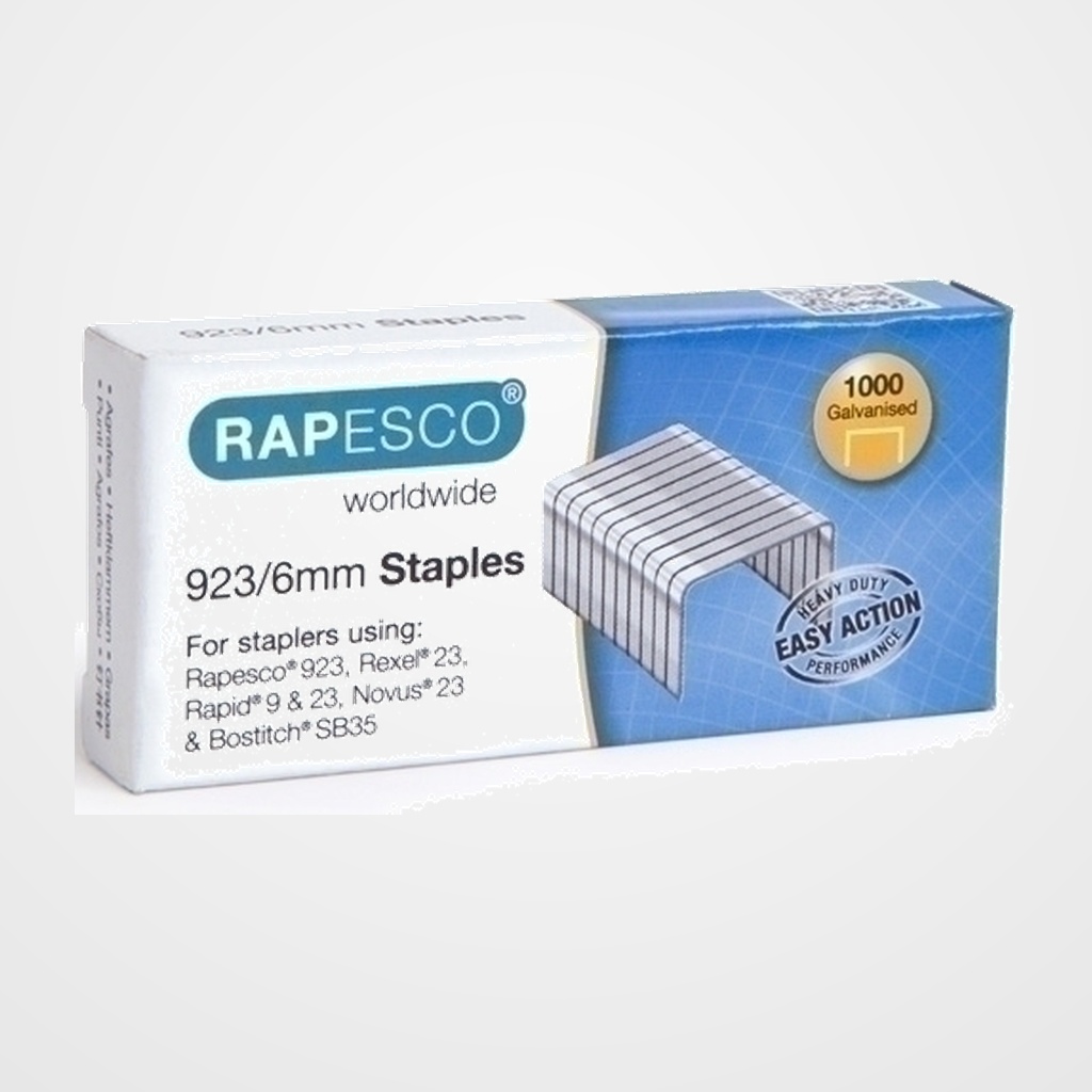 GRAPAS RAPESCO GRAN CAPACIDAD 923/6 mm. GALVANIZADAS caja de 1000