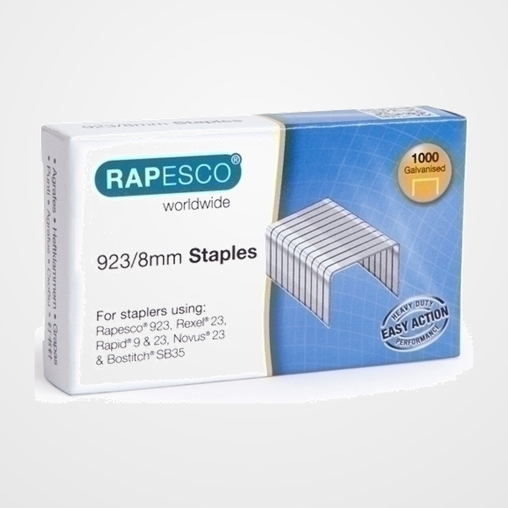 GRAPAS RAPESCO GRAN CAPACIDAD 923/8 mm. GALVANIZADAS caja de 1000