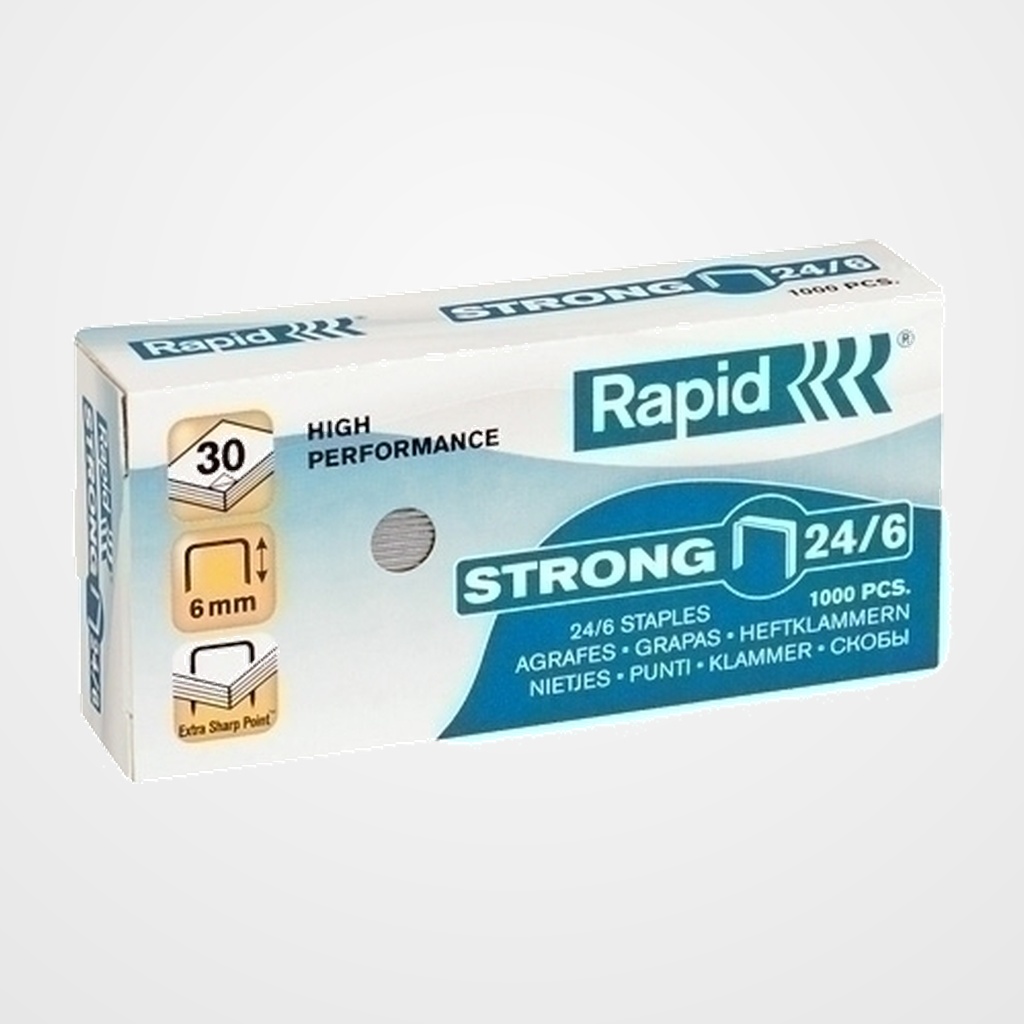GRAPAS RAPID STRONG 24/6 mm. GALVANIZADAS caja de 1000