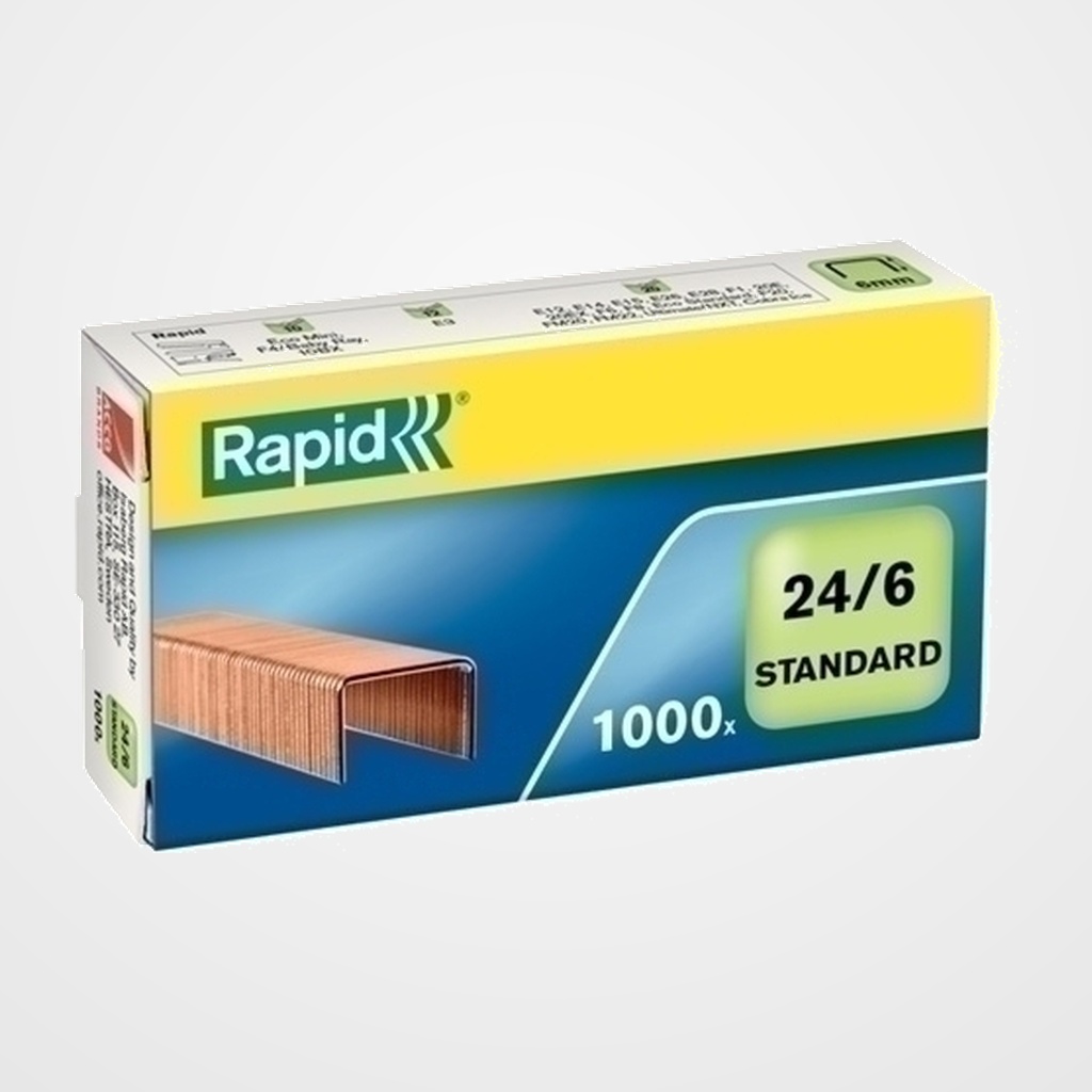 GRAPAS RAPID 24/6 COBREADAS caja de 1000